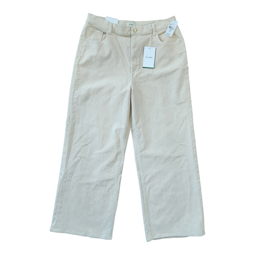 DL 1961 Corduroy Hepburn Wide Leg High Rise Vintage Pants 32 Manilla‎ Grunge